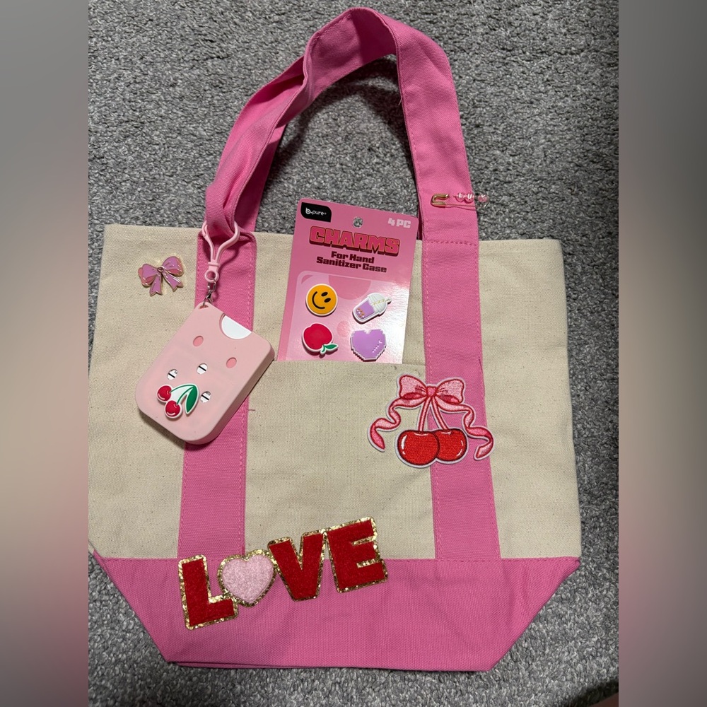Cherry LOVE Tote Bag w/ Charms